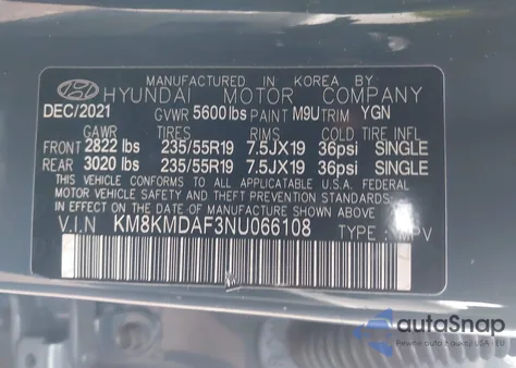 2022 Hyundai Ioniq 5 Se z USA, uszkodzony, nr VIN KM8KMDAF3NU066108
